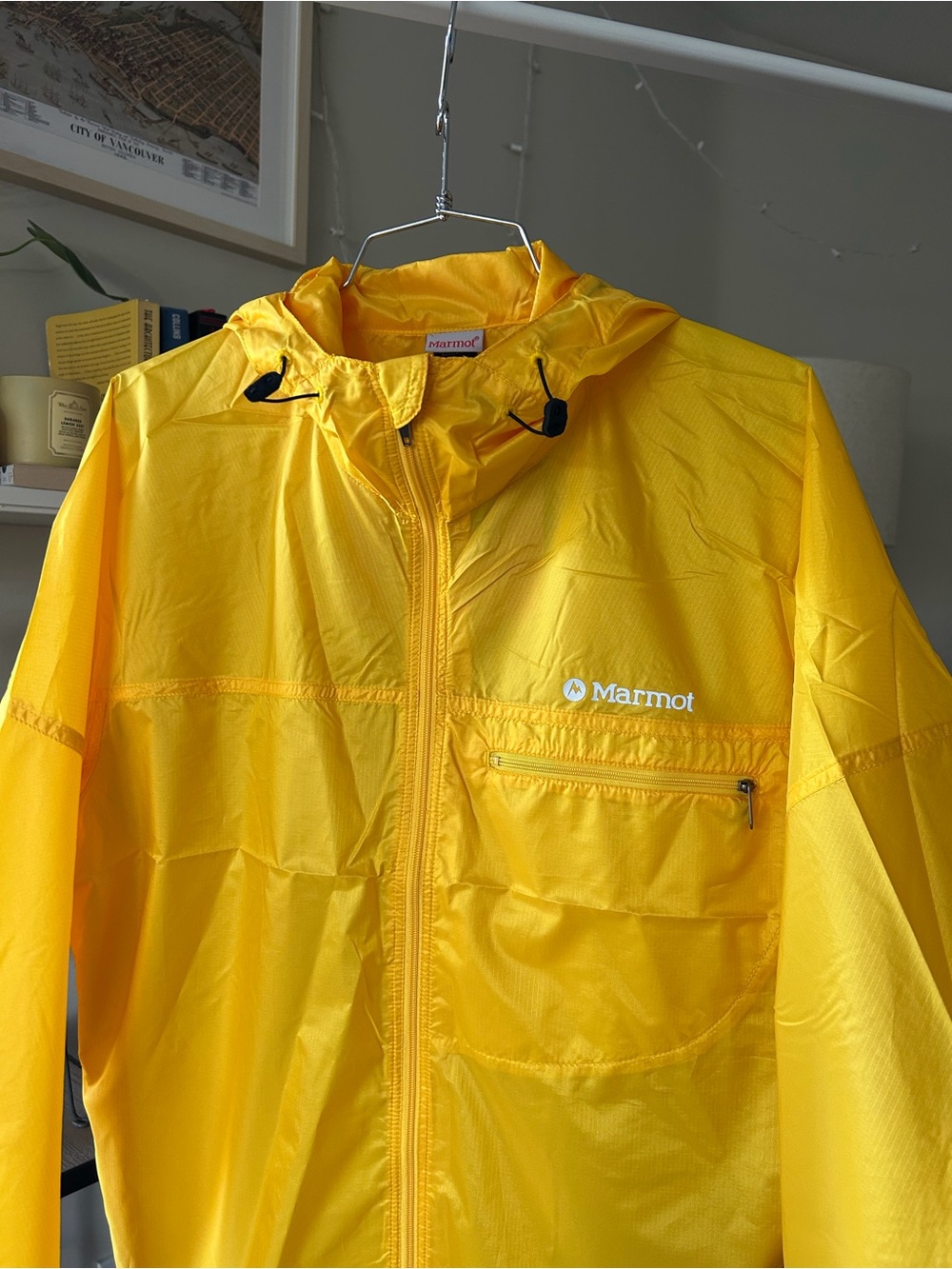 Marmot Yellow Packable Hooded Wind Shell Jacket